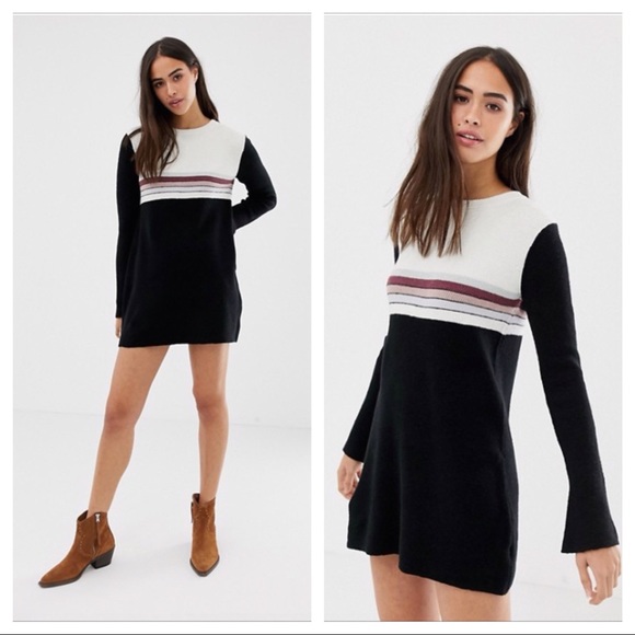 free people colorblock sweater dress